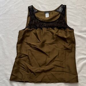 J. Crew Women's Tan Tank Top with Black Lace